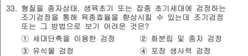 종자기능사 2015년 33번 - 정답과 핵심 포인트를 검수 중인 기출문제