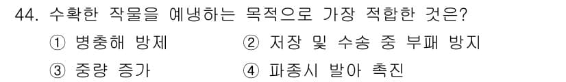 종자기능사 2015년 44번 - 정답과 핵심 포인트를 검수 중인 기출문제