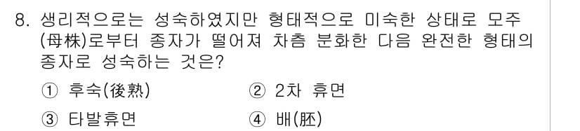 종자기능사 2015년 8번 - 정답과 핵심 포인트를 검수 중인 기출문제