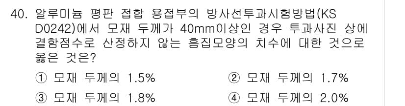 방사선비파괴검사기능사 2015년 40번 - 정답과 핵심 포인트를 검수 중인 기출문제