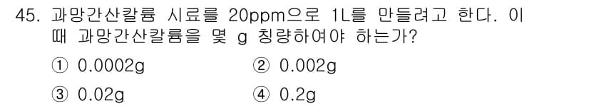 화학분석기능사 2015년 45번 - 정답과 핵심 포인트를 검수 중인 기출문제