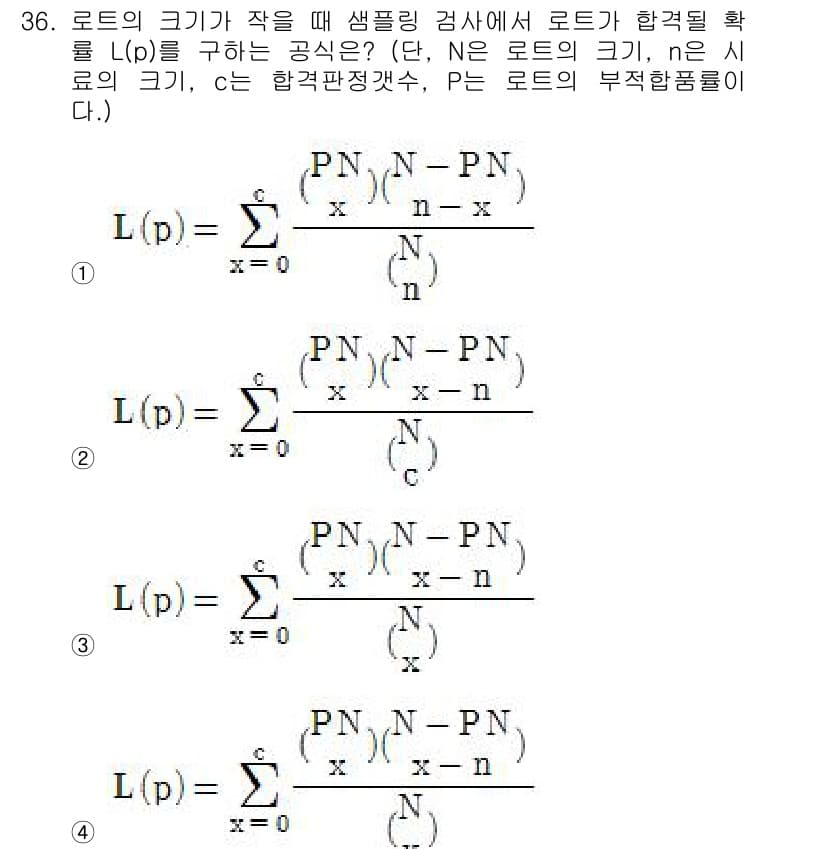 품질경영산업기사 2015년 36번 - 정답과 핵심 포인트를 검수 중인 기출문제