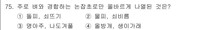 식물보호산업기사 2016년 75번 - . 물비름

물비름은 수생식물로 주로 물에 자생하며, 논과 같은 습기 있... 에 관한 핵심 기출문제