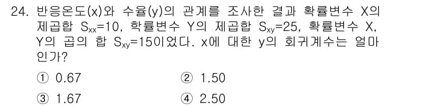 품질경영산업기사 2016년 24번 - 정답과 핵심 포인트를 검수 중인 기출문제