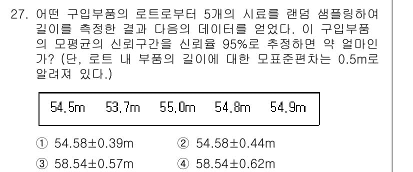 품질경영산업기사 2017년 27번 - 정답과 핵심 포인트를 검수 중인 기출문제