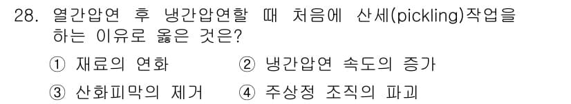 압연기능사 2015년 28번 - 정답과 핵심 포인트를 검수 중인 기출문제