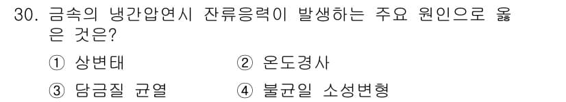 압연기능사 2015년 30번 - . 불규칙 소성변형

왜냐하면 금속의 냉간압연 시 잔류응력은 불규칙 소성... 에 관한 핵심 기출문제