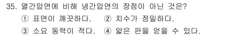 압연기능사 2015년 35번 - 정답과 핵심 포인트를 검수 중인 기출문제
