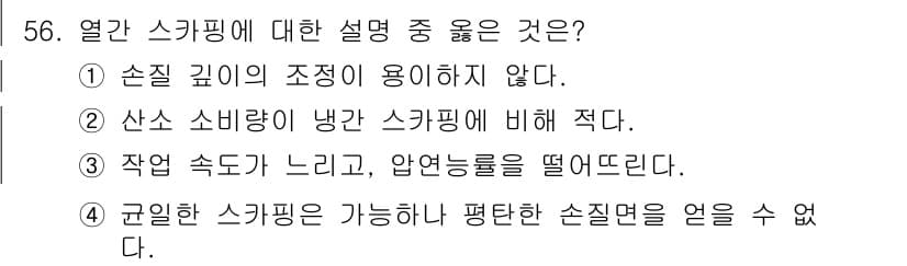 압연기능사 2016년 56번 - 정답과 핵심 포인트를 검수 중인 기출문제