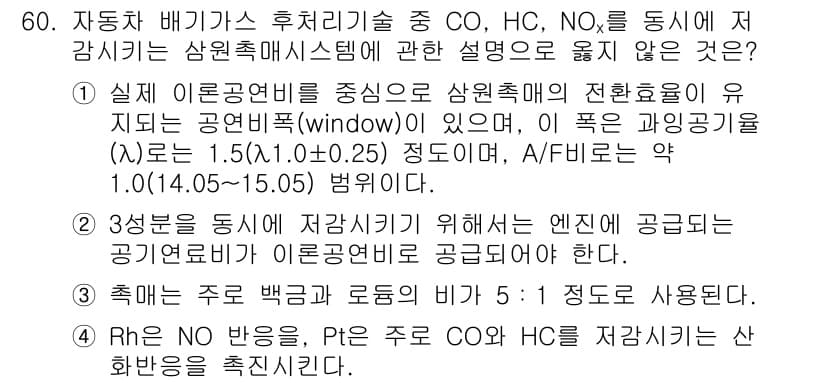 대기환경산업기사 2016년 61번 - 정답과 핵심 포인트를 검수 중인 기출문제
