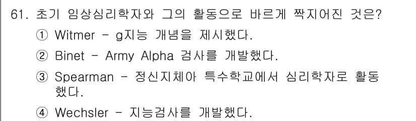 임상심리사_2급 2018년 61번 - 정답과 핵심 포인트를 검수 중인 기출문제