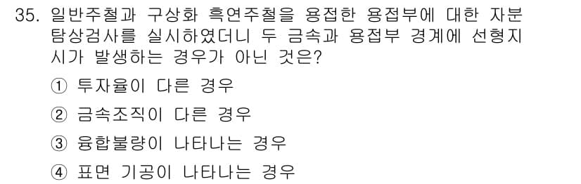 자기비파괴검사기사(구) 2018년 35번 - 정답과 핵심 포인트를 검수 중인 기출문제