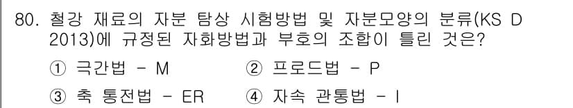 자기비파괴검사기사(구) 2018년 80번 - 정답과 핵심 포인트를 검수 중인 기출문제