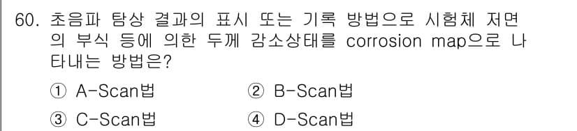 초음파비파괴검사기사(구) 2018년 60번 - 정답과 핵심 포인트를 검수 중인 기출문제