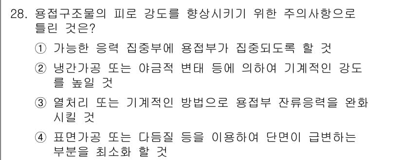 용접산업기사 2018년 28번 - 정답과 핵심 포인트를 검수 중인 기출문제