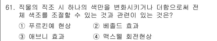 컬러리스트기사 2018년 61번 - 정답과 핵심 포인트를 검수 중인 기출문제