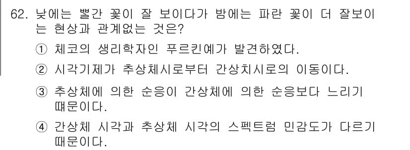 컬러리스트기사 2018년 62번 - 정답과 핵심 포인트를 검수 중인 기출문제