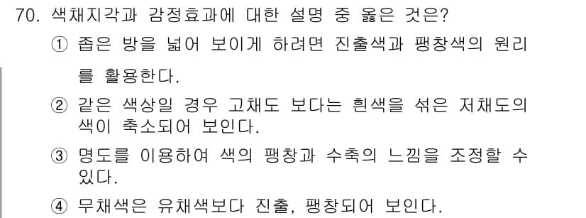 컬러리스트기사 2018년 70번 - 정답과 핵심 포인트를 검수 중인 기출문제