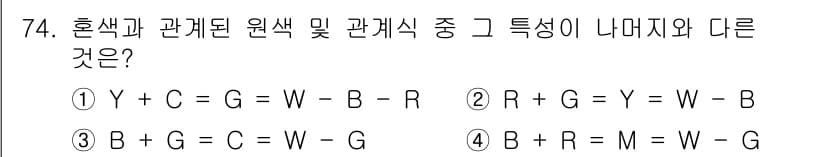 컬러리스트기사 2018년 74번 - 정답과 핵심 포인트를 검수 중인 기출문제