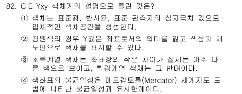 컬러리스트기사 2018년 82번 - 정답과 핵심 포인트를 검수 중인 기출문제