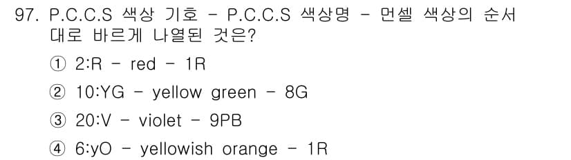 컬러리스트기사 2018년 97번 - 정답과 핵심 포인트를 검수 중인 기출문제