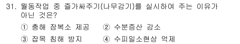 조경산업기사 2018년 31번 - 정답과 핵심 포인트를 검수 중인 기출문제