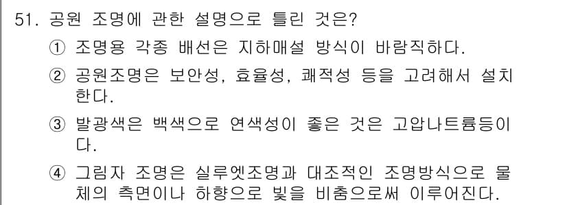 조경산업기사 2018년 51번 - 정답과 핵심 포인트를 검수 중인 기출문제