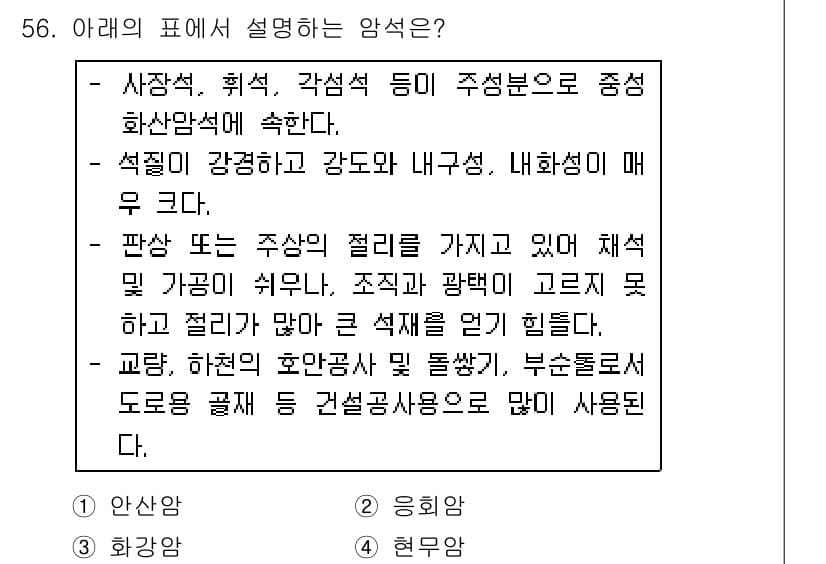 건설재료시험기사 2018년 56번 - 정답과 핵심 포인트를 검수 중인 기출문제