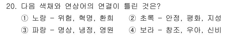 컬러리스트산업기사 2018년 20번 - 정답과 핵심 포인트를 검수 중인 기출문제