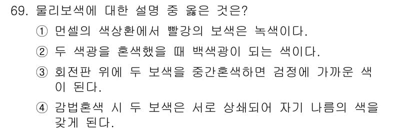 컬러리스트산업기사 2018년 70번 - 정답과 핵심 포인트를 검수 중인 기출문제
