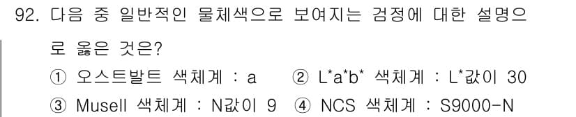 컬러리스트산업기사 2018년 93번 - 정답과 핵심 포인트를 검수 중인 기출문제