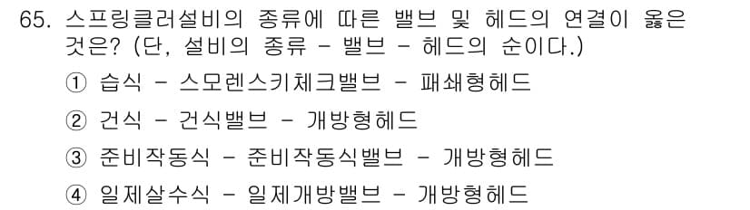 소방설비산업기사(기계) 2018년 65번 - 정답과 핵심 포인트를 검수 중인 기출문제