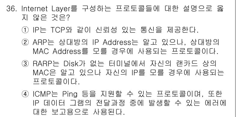 인터넷보안전문가_2급 2018년 36번 - 정답과 핵심 포인트를 검수 중인 기출문제