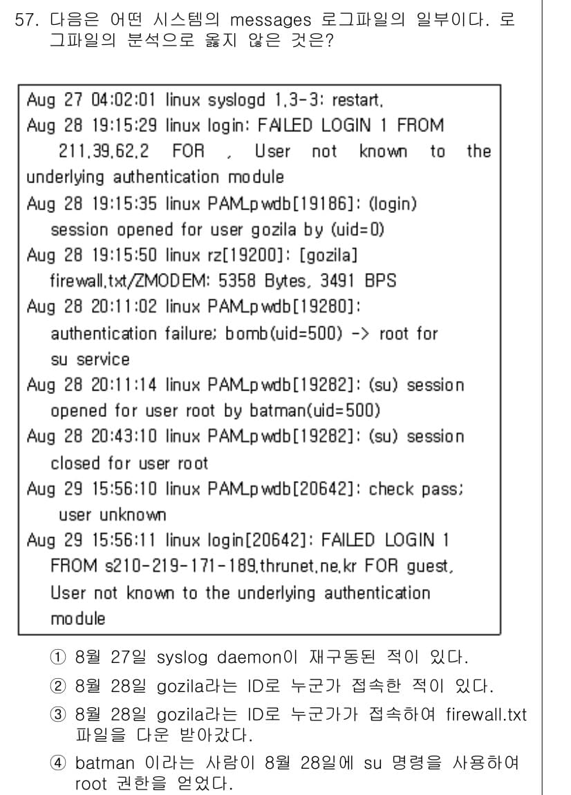 인터넷보안전문가_2급 2018년 61번 - 먼저 문제의 핵심 조건과 판단 기준을 차례대로 정리해야 합니다. 제시된 ... 에 관한 핵심 기출문제