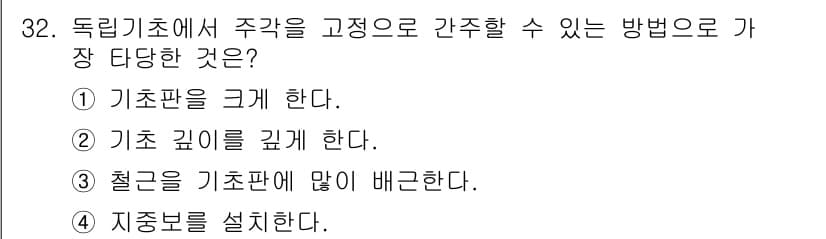 건축산업기사 2018년 32번 - 정답과 핵심 포인트를 검수 중인 기출문제