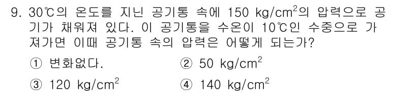 잠수기능사 2016년 9번 - 정답과 핵심 포인트를 검수 중인 기출문제