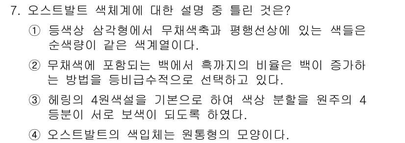 시각디자인산업기사 2015년 7번 - 정답과 핵심 포인트를 검수 중인 기출문제