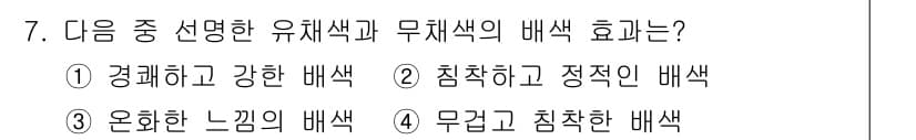 시각디자인산업기사 2018년 7번 - 정답과 핵심 포인트를 검수 중인 기출문제