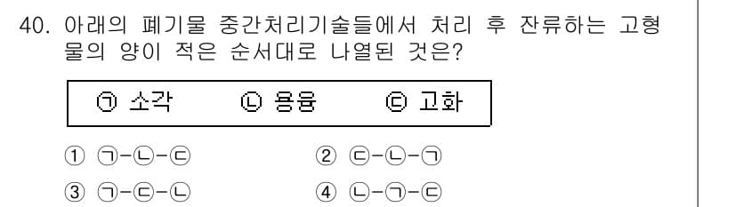 폐기물처리산업기사 2015년 40번 - 정답과 핵심 포인트를 검수 중인 기출문제