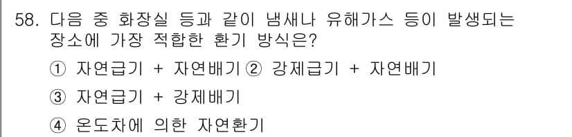 건축설비산업기사 2015년 58번 - 정답과 핵심 포인트를 검수 중인 기출문제