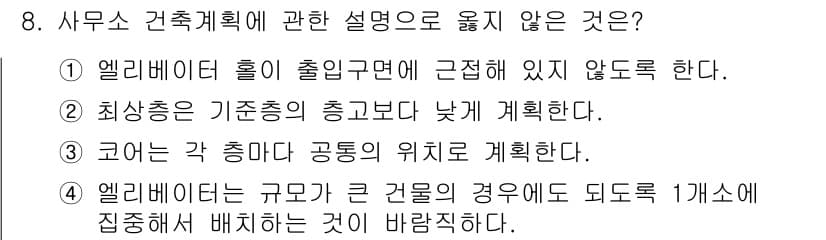 건축설비산업기사 2018년 8번 - 정답과 핵심 포인트를 검수 중인 기출문제