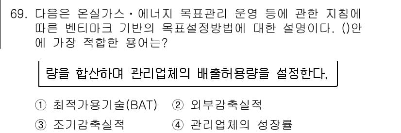 온실가스관리기사 2016년 69번 - 정답과 핵심 포인트를 검수 중인 기출문제
