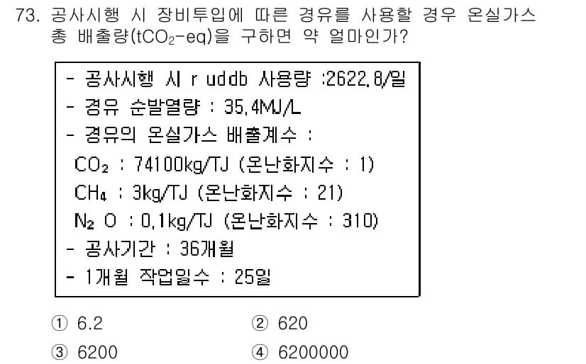 온실가스관리기사 2017년 74번 - 정답과 핵심 포인트를 검수 중인 기출문제