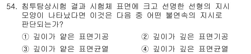 침투비파괴검사산업기사 2017년 54번 - 정답과 핵심 포인트를 검수 중인 기출문제