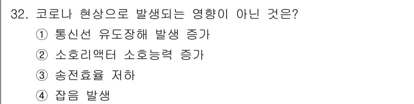 신재생에너지발전설비산업기사 2017년 32번 - 정답은 2번 소호리액터 소호능력 증가입니다. 코로나 현상은 주로 송전선의... 에 관한 핵심 기출문제