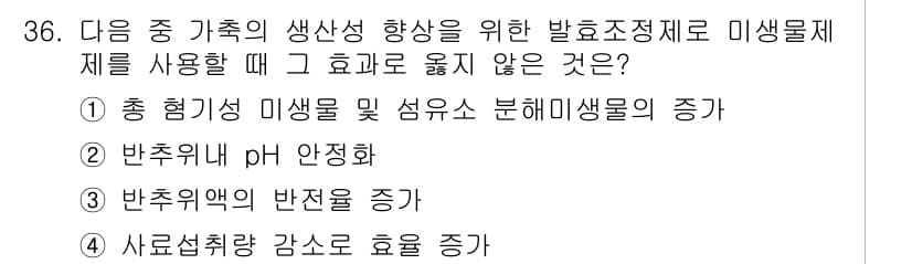 축산산업기사 2015년 36번 - 정답과 핵심 포인트를 검수 중인 기출문제