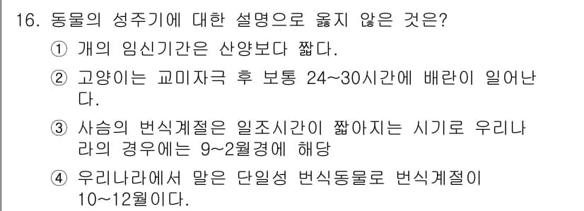 축산산업기사 2016년 16번 - 정답과 핵심 포인트를 검수 중인 기출문제