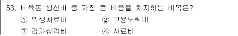 축산산업기사 2016년 53번 - 정답과 핵심 포인트를 검수 중인 기출문제