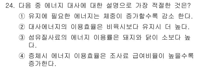 축산산업기사 2018년 24번 - 정답과 핵심 포인트를 검수 중인 기출문제