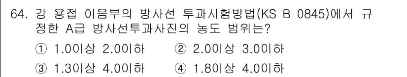 방사선비파괴검사기사 2015년 64번 - 정답과 핵심 포인트를 검수 중인 기출문제